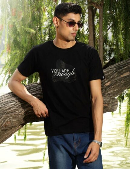 Printed Blue Cotton Blend T-Shirt
